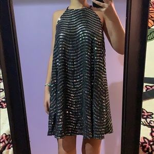 Silver Sequin Mini Dress